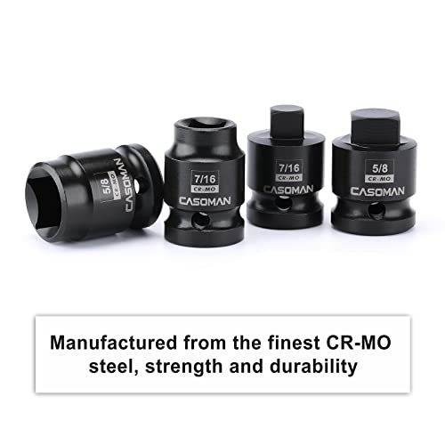 CASOMAN 8PCS 1/2-Inch Drive Pipe Plug Socket Set, Cr-Mo, SAE, Male/Female Set, 7/16", 1/2", 5/8", 9/16", Tapered Male Square Drive, Chamfered Female Square Drive - size: 1/2"Dr.