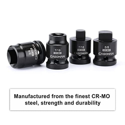 CASOMAN 8PCS 1/2-Inch Drive Pipe Plug Socket Set, Cr-Mo, SAE, Male/Female Set, 7/16", 1/2", 5/8", 9/16", Tapered Male Square Drive, Chamfered Female Square Drive - size: 1/2"Dr.