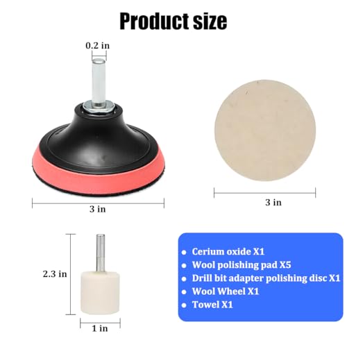 9PCS Car Glass Polishing Kit, Windshield Scratch Removal Set for Removing Wiper Blade Damage Scuffs, Wheel Scratch Felt Pad Repair Kit with 100g Cerium Oxide Powder, Universal Fit