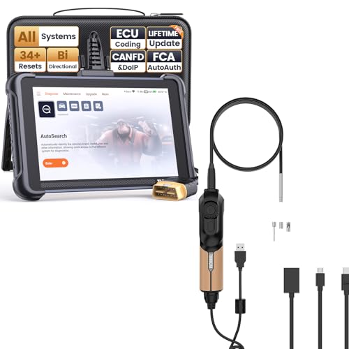 THINKCAR THINKSCAN 689 OBD2 Scanner with USB Endoscope Camera, Bidirectional Scan Tool with 34+ Reset, 3000+ Active Test, ECU Coding, PMI, Wired Full System Diagnostic Scanner for Cars