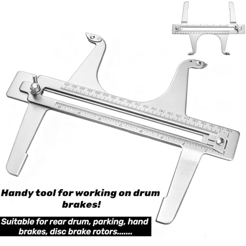 Tlence Steel Brake Resetting Gauge, Drum Brake Measuring Tool, Heavy Duty Dual Scale Caliper for Adjusting Brake Shoes, Lining and Rotors, Automotive Brake Tool