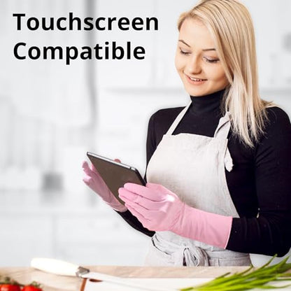 SwiftGrip Disposable Nitrile Dishwashing Gloves, Extended 12 Inches Cuff, 6-mil, Cherry Blossom Cleaning Gloves, Latex-Free - size: Large