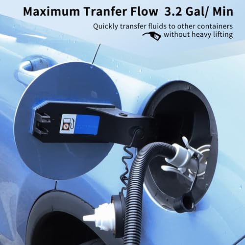 Fuel Transfer Pump (3.2GPM) with Auto-Stop Sensor, 51" Hose Automatic Gas Pump Transfer with 4 Gas Can/Racing Can Fittings, USB and Battery Powered Portable Siphon Pump for Oil, Gasoline, Diesel - style: Auto Stop Nozzle