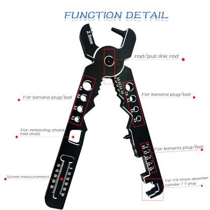 RC Shock Absorber Pliers Ball Head Pliers Clip Multi-Function Wheel Tire Tools for 1/24 1/12 1/10 1/8 Traxxas Arrma Axial Losi Redcat HSP HPI RC Cars Trucks Rock Crawlers