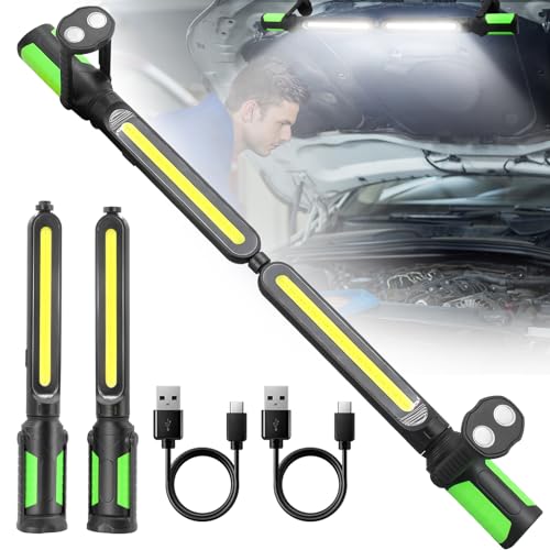 SYLSTAR Work Light for Mechanic, 2400LM LED, 4400mAh Rechargeable, Magnetic, Underhood Work Light with Hooks for Car Repairing/Inspection/Garage/Workshop/Emergency - color: Green