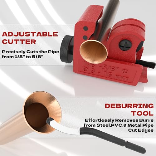 KJE Professional 45 Degree Brake Line Flaring Tool Kit, Single, Bubble, Double Flare, Brake Line and Tubing Flaring Tool for 3/16", 1/4", 5/16", 3/8" Tubes - size: 45°