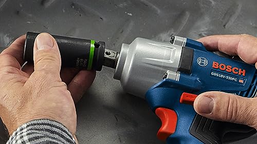 Bosch GDS18V-330PCB25 18V Brushless 1/2 In. Mid-Torque Impact Wrench Kit with Pin Detent and (2) CORE18V® 4 Ah Advanced Power Batteries - style: Industrial