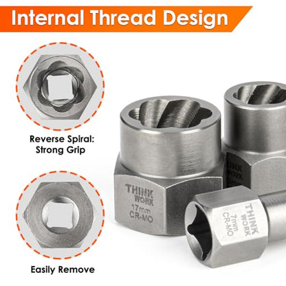 THINKWORK Bolt Extractor Kit, 35-Piece Nut Extractor Socket Set, 1/4" & 3/8" Drive Rounded Bolt Remover for Damaged, Rusted, Rounded-Off, Stripped Fasteners - size: 35-Piece