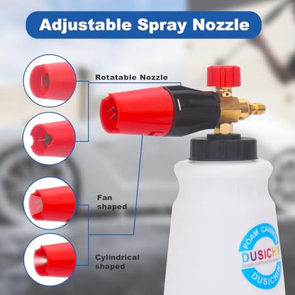 DUSICHIN Foam Cannon Short Pressure Washer Gun 1/4 Inch Quick Connector,5 Pressure Washer Nozzle Tips Car Wash Foam Gun 3/8'' Swivel Quick Connector,M22-14mm M22-15mm Fitting,Not Use with Garden Hose