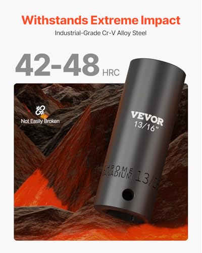 VEVOR Impact Socket Set, 1/2" 19 Piece Impact Sockets, Deep Socket, 6-Point Sockets, 1/2 Inches Drive Socket Set Impact 3/8 inch - 1-1/2 inch, Cr-V Rugged Construction, with a Storage Cage - style: 1/2" 19PCS