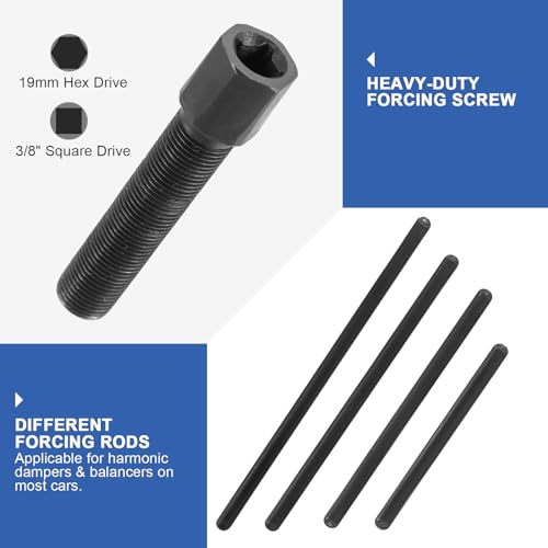 DASBET Harmonic Balancer Puller Kit, Adjustable 3-Jaw Pulley Puller Set for Removing Harmonic Dampers & Balancers Harmonic Damper Pulley Puller Set Compatible with Chevy GM Chrysler Cadillac Ford More