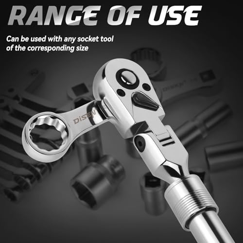 DISEN 3-Piece Extendable Flex-Head Ratchet Wrench Set with EVA Storage Case - 1/4", 3/8", 1/2" Drive, 72-Tooth, Rubber Grip, Adjustable Length - Professional Automotive and DIY Tools - size: 1/4''+3/8''+1/2'' Set, style: 72T Extendable&Flex-Head Ratchet