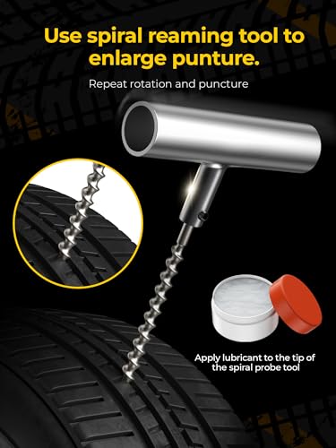 AUTOWN Flat Tire Repair Kit 15pcs, Heavy Duty Tire Plug Kit to Fix Puncture | Tire Patch Kit with Portable Storage Case, Emergency Tool for Car, Motorcycle, ATV, UTV, RV, Trailer, Tractor, Jeep, and More