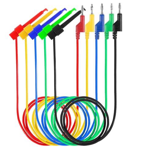 Multimeter Test Lead Set, 5PCS Stackable 4MM Banana Plug to Test Hook, Flexible Testing Cable Wires 500V 5A for Multimeter Electrical Testing, 3.3FT/1M (Banana Plug to Test Hook) - color: Banana Plug to Test Hook