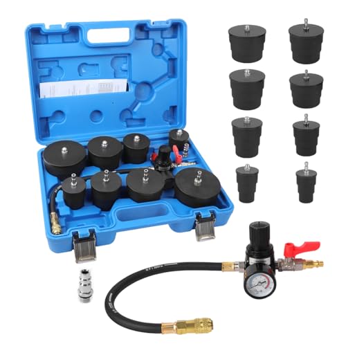 Turbo Boost Leak Tester Kit 10PC Boost Leak Tester Automotive Well-sealed Turbo/Emission/Cooling System Pressure Leakage Tester with 4 Pairs of Stepped Adapters 1-3/8" to 3-1/2", US & EU Air Fitting - style: 10PCS