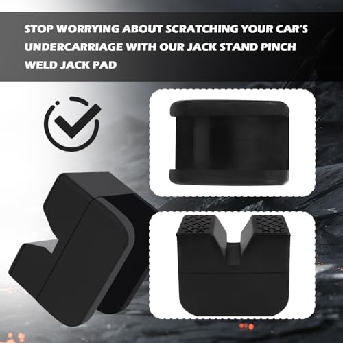 4PCS 2 Ton Pinch Weld Jack Pad with Grooved Design,Rubber Jack Stand Pads for Cushioning & Shock Absorption,Professional Pinch Weld Jacks Adapter with Non-Slip Diamond Texture