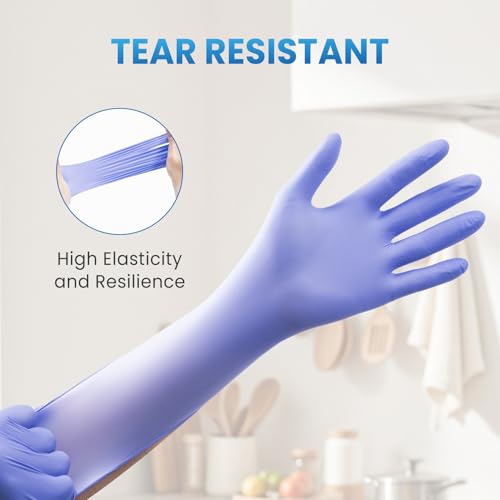 Borje Disposable Nitrile Gloves, Cooking, Cleaning, Food Safe - color: Iris Blue of 100, size: Large
