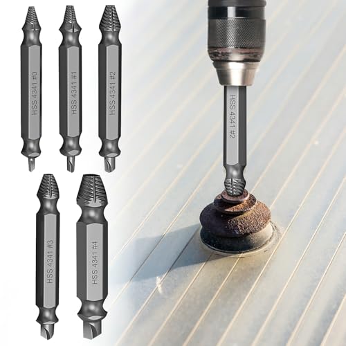 5PCS Damaged Screw Extractor Tools Sets, Stripped Screws Nuts & Bolts Drill Bit Tools for Easy Removal(Siver) - color: Silvery