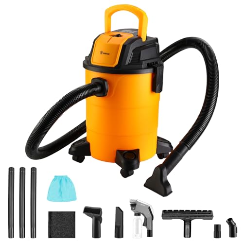 DEKOPRO Shop Vacuum Wet and Dry:4-Gallon 3 Peak HP Portable Shop Vac, Car Vacuum with 6Ft Hose, 10 Ft Cord, Wet Dry Vacuum Cleaner with Filter and Brush Accessories for Homes, Pets, and Cars
