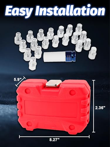 21 pcs Wheel Lock for BMW, Mini Series Anti-Theft Removal Kit | With Socket Adapter Anti-rust 1/2 inch (12.7mm) Wheel Lock Lug Nut BMW Automotive Screw Remover Key Socket Tool Set