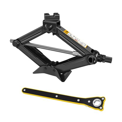 Generic 2T Scissor Jack with Labor-Saving Ratchet Wrench, 4400 lbs Load Capacity, Lifting Height 3.5 to 14 Inch, Space Saving Car Lift Jack for Cars, Vans, Trucks, Portable Tire Jack Repair Kit