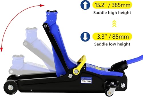 2 Ton Low Profile Floor Jack, Heavy Duty With Single Piston Quick Lift Pump, Steel Car Jack Adjustable Height 3.3"-15.2", Hydraulic Trolley 4000 LBS Capacity, Blue - color: Blue - 2 Ton(Single Pump), Lift 3.3"-15.2"
