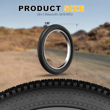 2-Pack Mountain Bike Tires Replacement 20/24/26-inch Bike Tire with Anti-Stab Weave, Folding Mountain Bicycle Tires and Tubes - color: 24x1.95