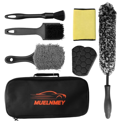 8PCS Car Wheel Brush kit,Wheel Cleaner Brush, Microfiber Cleaning Cloth,Soft Bristle Rim Brush,Tire Polishing Application Pad,Drying Towel.Tire Cleaning Brush Kit for Trucks, Cars, RVs - size: 8PCS