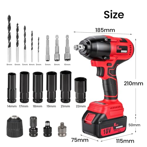 Cordless Impact Wrench 1/2", 1106 FT-lbs 1500Nm Brushless Impact Gun Compatible with Makita 18V Batteries, 2 * 5.0 Ah Multifunction Power Impact Driver for Home Car Truck Mower