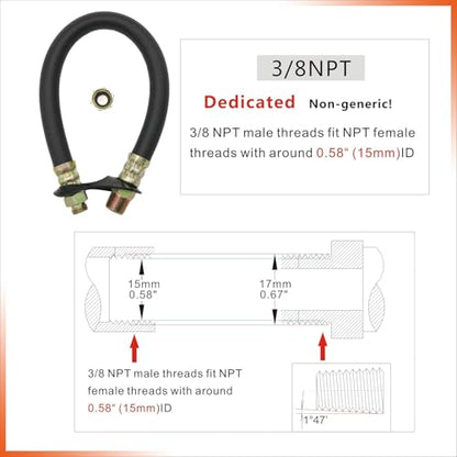 Engine Drain Port Oil Changing Hose 3/8" NPT, 14" Length Replaces STAN1438 Compatible with Tecumseh, Kohler Engines 3/8" Drain Port (Black 1pcs) - color: Black 1pcs