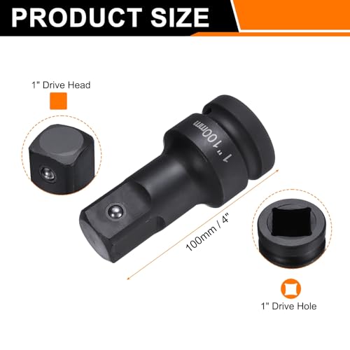 HARFINGTON Impact Socket Extension Bar 1" Square Drive 4" Long CR-V Steel Extension Rod Ratchet Wrench Driver Adapter for Axle Nut Sockets, Black - size: 1" Square Drive 4" Long