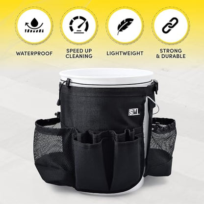 Bucket Caddy with Trash Band: Bucket Caddy for Detailing, Cars, Trucks, Motorcycles, Bikes, & House Cleaning