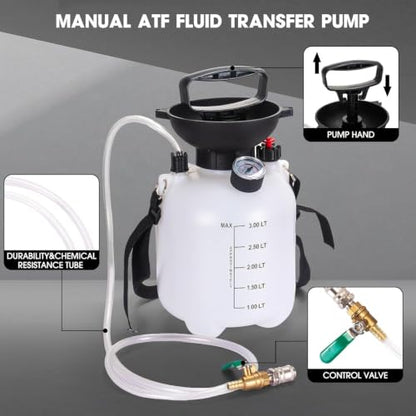 AIGMISON 3L Transmission Fluid Pump, Transmission Fluid Hand Pump Automotive,Transmission Oil Pump, Manual Automotive Oil Filling System,Fluid Transfer Pump with 12 pcs ATF Adapters - color: B