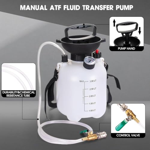AIGMISON 3L Transmission Fluid Pump, Transmission Fluid Hand Pump Automotive,Transmission Oil Pump, Manual Automotive Oil Filling System,Fluid Transfer Pump with 12 pcs ATF Adapters - color: B