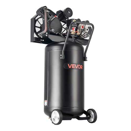 VEVOR 25-Gallon Air Compressor, 2HP 5.5 SCFM at 90PSI, Max 200PSI Pressure Oil-Lubricated Air Compressor Tank, Portable on Wheels for Auto Repair, Tire Inflation, Spray Painting, Woodwork Nailing 120V - size: 25-Gallon