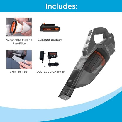 BLACK+DECKER 20V dustbuster Small Vacuum Cleaner Portable Vacuum Hand Held Cordless for Home and Car, Includes Rechargeable Battery (BCHV001C1) - style: Handheld Vacuum Kit
