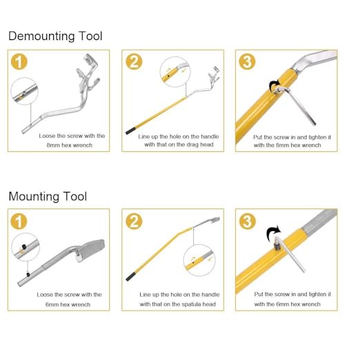 PENSUN 3PCS Tire Mount Demount Tool Fit for Car Repairing (Yellow) | 17.5" to 24.5" Tire Changing Tool with Extra Bead Keeper, Tubeless Truck Bead Breaker Manual Tire Changing Tools