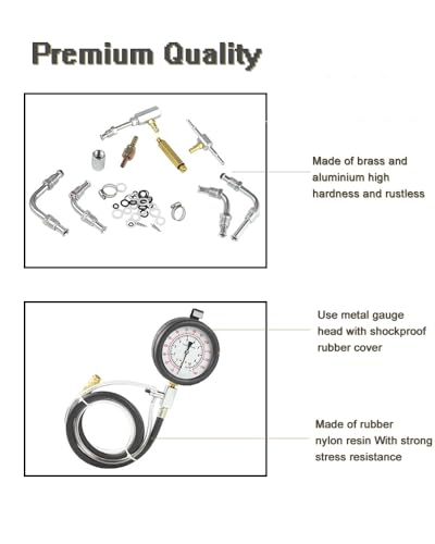 TU-443 Fuel Injection Pressure Tester Kit 0-140 PSI Pro Auto Fuel Pressure Gauge for Car Truck Motorcycle 45PCS