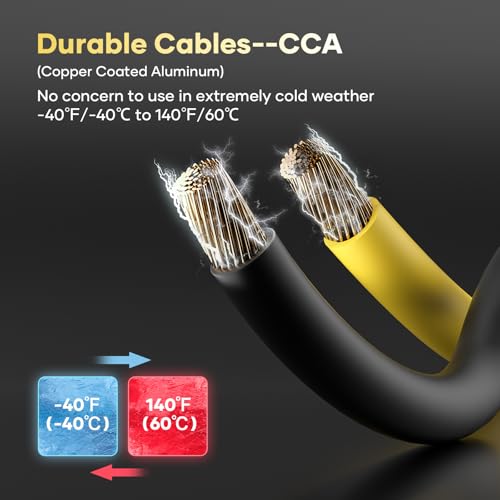Heavy Duty Jumper Cables, 2 Gauge 20 Feet 800 Amp Automotive Booster Cables for Car Battery, for Car, SUV and Trucks Battery, with Carry Bag, Gloves, Brushes - size: 2 Gauge 20 FT