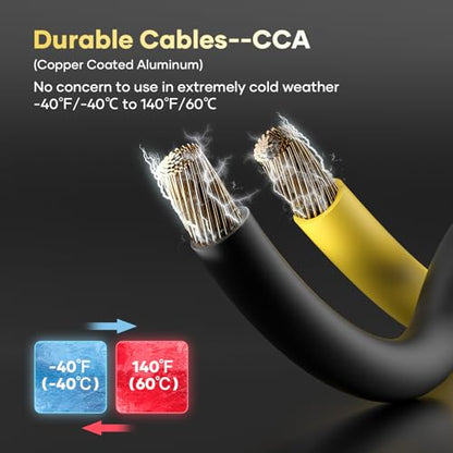 Jumper Cables for Car, Heavy Duty Automotive Booster Cables for Car, SUV and Trucks Battery, for Jump Starting Dead or Weak Batteries with Carry Bag, Gloves, Brushes(6 Gauge 16 Feet) - size: 6 Gauge 16 FT