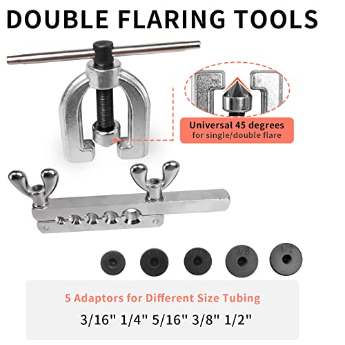 MuHize 1/4 in x 25 ft Brake Line Flaring Tool Kit – Automotive Repair Set | All-in-One Copper Tubing Kit with 16 Fittings, 4 Unions, Tube Cutter & Flaring Tool for Brake Fuel Hydraulic Systems - size: Gold Brake Line Kit