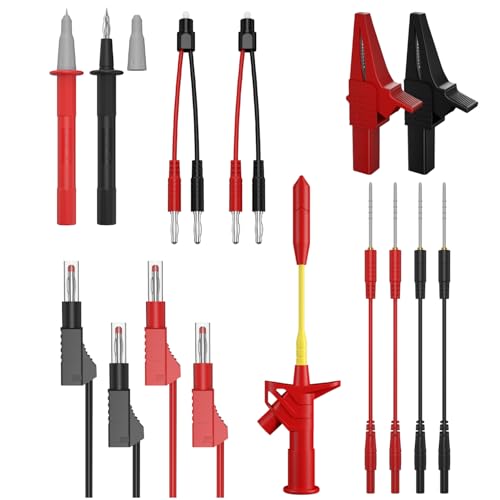 Multimeter Test Lead Kit, Piercing Probes, 4mm Plug Test Strips, Large Alligator Clips, Etc., Suitable for Multimeter and Voltmeter Testing and Electronic Repair(13 Pack) - size: 13 Pcs Kit