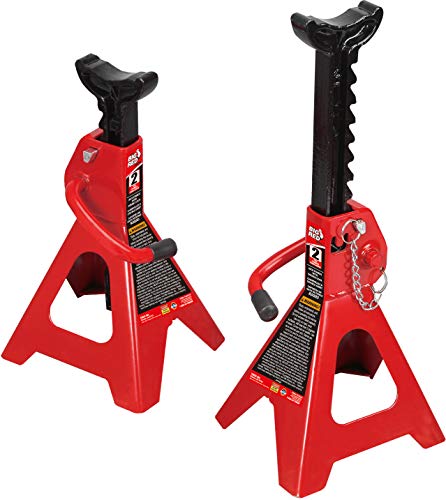 BIG RED T42002A Torin Steel Jack Stands: Double Locking, 2 Ton (4,000 lb) Capacity, Red, 1 Pair - size: 2 Ton, style: Double Locking
