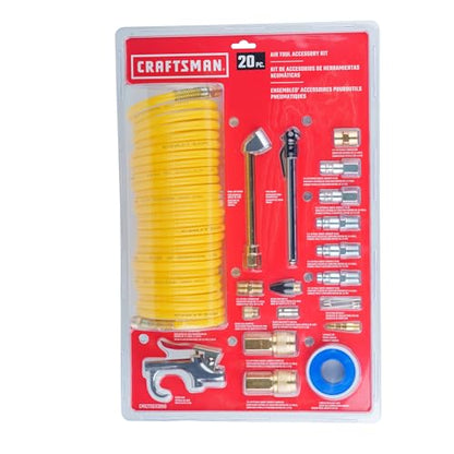 CRAFTSMAN 20-Piece Air Compressor Accessory Kit, Includes Recoil Hose, Tire Inflator, Blow Gun, Brass Quick-Connect Fittings, and More