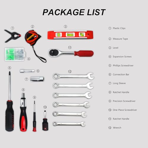 238-pcs Tool Sets Portable Mechanics Tool Box with Lock, Carbon Steel Hand Tool Storage Box for Auto Repair, Garage, Warehouse, Workshop, Repair Shop - size: 238pcs - Black&Red