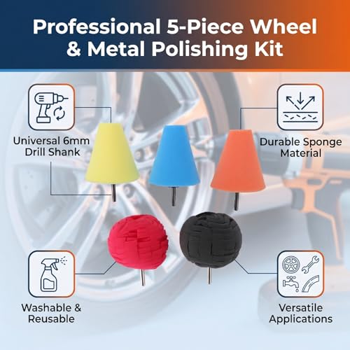 5PCS Polishing Cones, car Wheel Drill bit Sponge pad Set, car polishing Machine Set Compatible with Standard Household Electric Drill.
