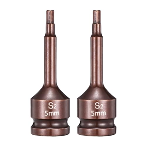 HARFINGTON 2pcs Impact Hex Bit Socket 1/2" Drive 5H (5mm) Hex Bits 3" Length S2 Steel Metric Impact Wrench Socket Adapter Tool for Automotive Repair Industrial Construction and Home DIY - size: H5 x 1/2" x 3"