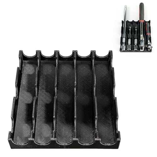 Ratchet & Extension Organizer Tray Toolbox Drawer Storage for Wrenches, Sockets & Drive Tools – Heavy Duty Tool Holder for Mechanics, DIY & Garages (black) - color: black
