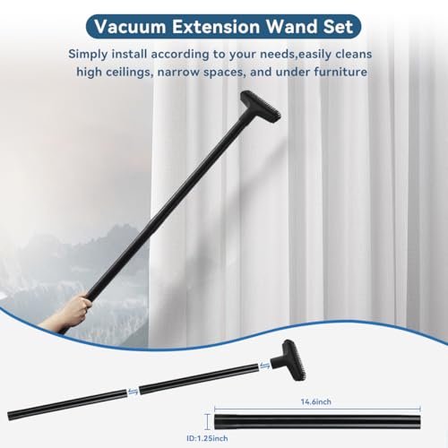 SEVNX Universal Vacuum Attachments Kits for Shop Vac, 2 1/2" to 1 1/4" Vacuum Adapter, 1 7/8" to 1" Hose Adapter Dust Brush Flexible Crevice Extension Wand Tool for Shop Vac Accessories(14 PCS)