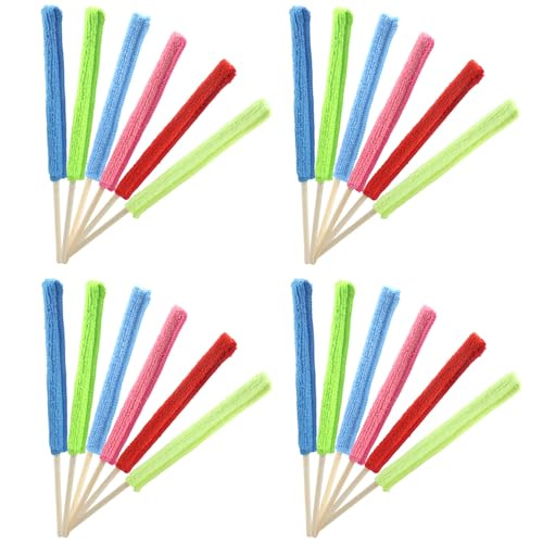 24 Pcs Microfiber Detail Duster Sticks | Mini Duster Crevice Cleaning Tool Kit, For Car Air Vents, Home Blinds, Fans, Windows, Small Spaces, Gap Dust Cleaner